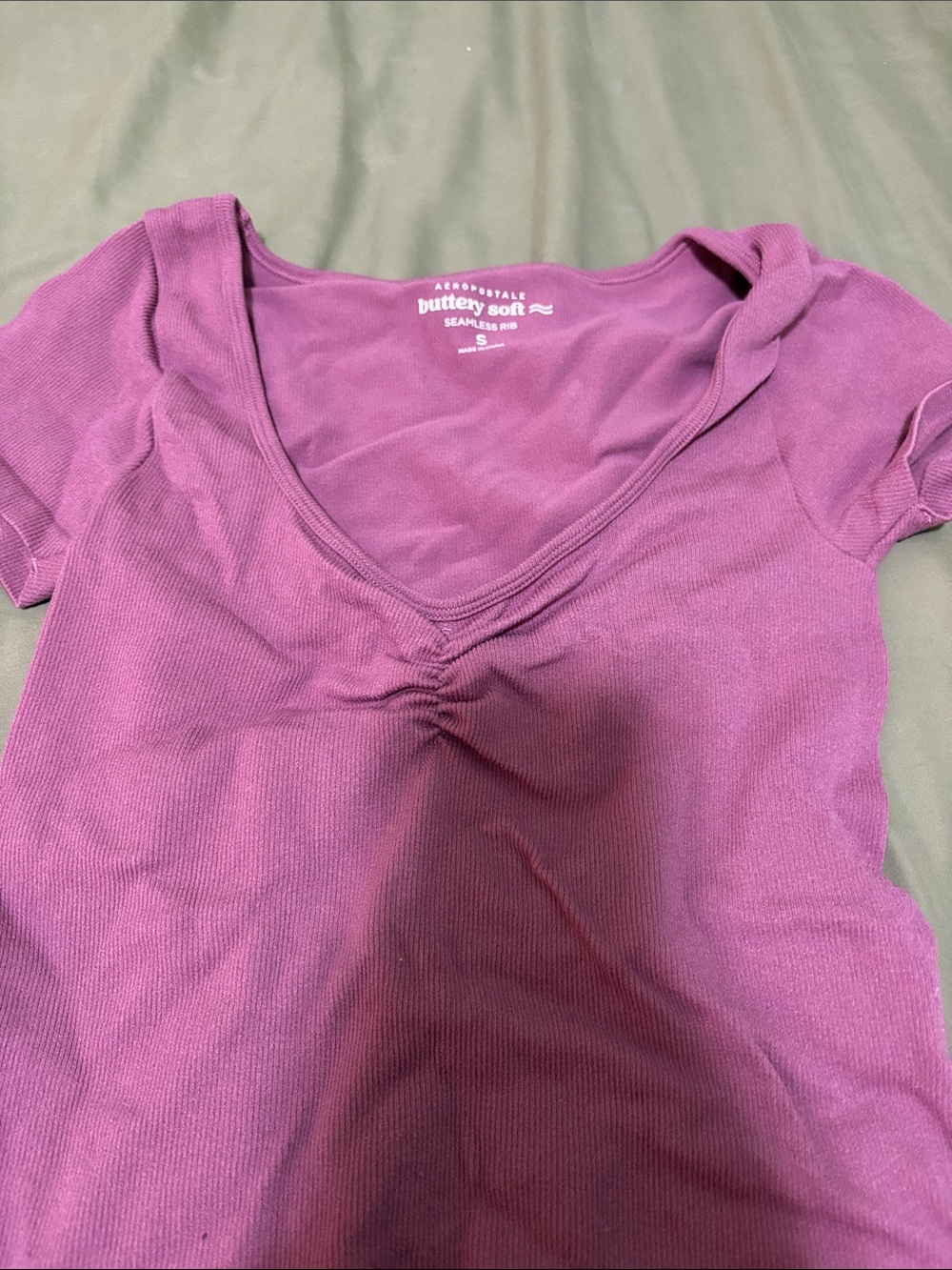 Aeropostale Buttery Soft Ruched Scoop Tee - Pink